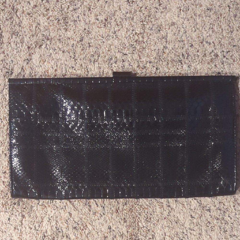 Aldo Glossy Black Evening Clutch